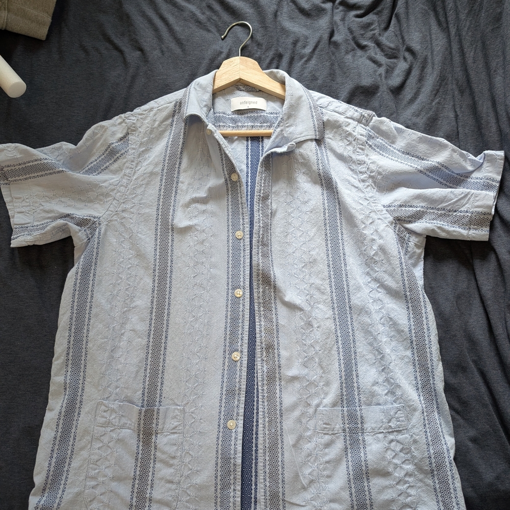 Cubavera Blue Casual Button Down Shirt